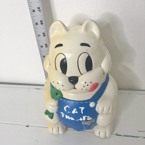Vintage Meowing Cat Kitty Cookie Jar with Sound Fundamentals 1992 Plastic - Picture 9 of 9